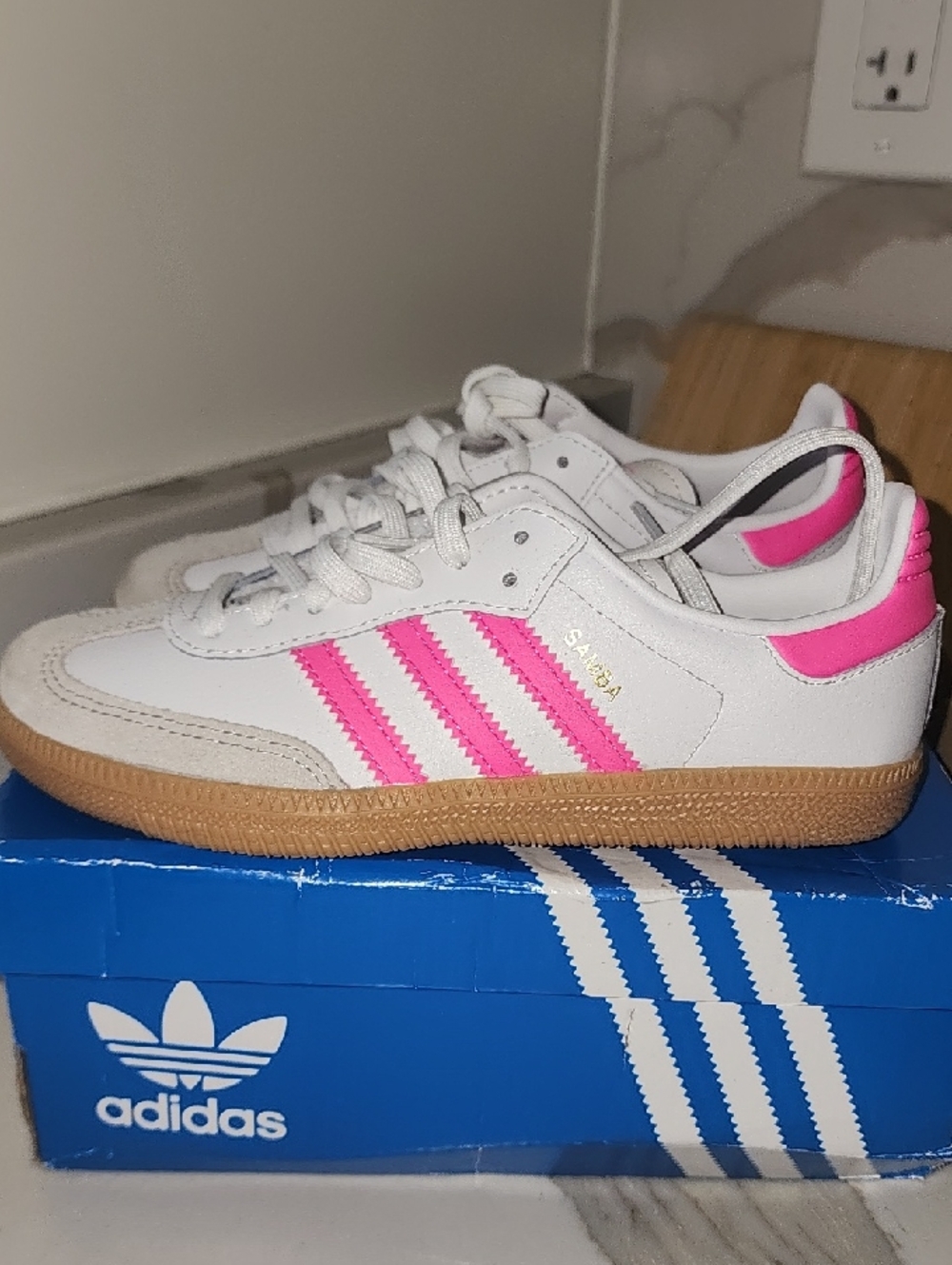 adidas Originals Kids Samba Sneakers White Pink Gum